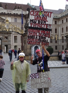 Protestor at Prague Castle - Copy
